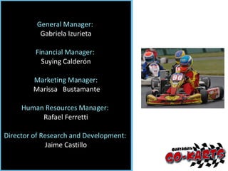 General Manager:  Gabriela Izurieta Financial Manager:  Suying Calderón Marketing Manager: Marissa  Bustamante Human Resources Manager:  Rafael Ferretti Director of Research and Development:  Jaime Castillo 