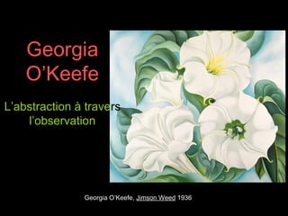 Georgia O’Keefe, Jimson Weed 1936
Georgia
O’Keefe
L’abstraction à travers
l’observation
 