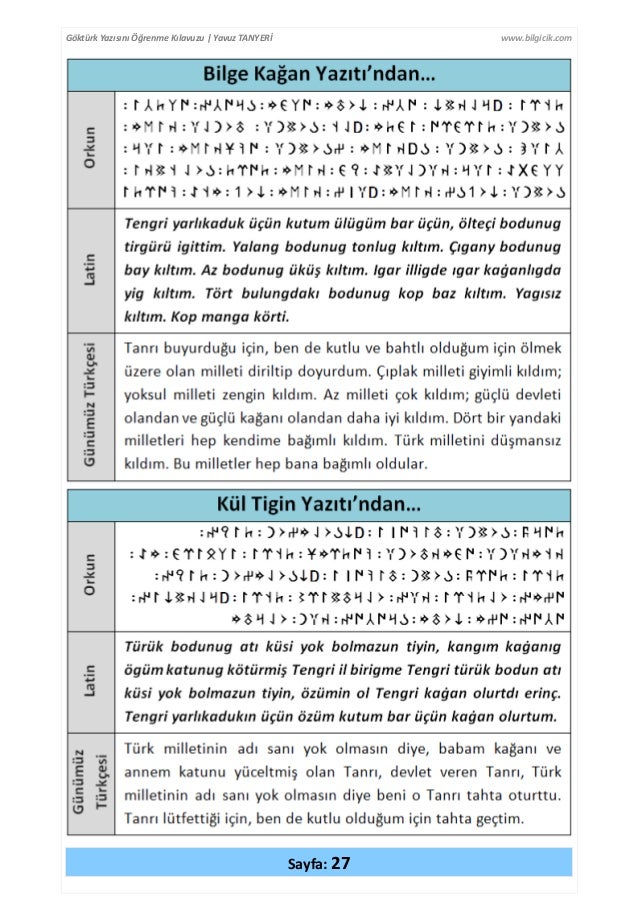 Gokturk Yazisini Ogrenme Kilavuzu