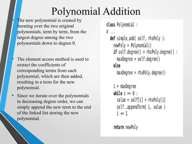 Polynomial Manipulation in DATA STRUCTURE AND ANALYTICS PPT | PPT