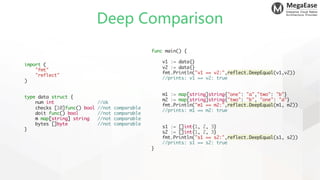 MegaEase
Enterprise Cloud Native
Architecture Provider
Deep Comparison
import (
"fmt"
"reflect"
)
type data struct {
num i...