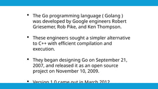 Presentation about Go Programming Language | PPTX