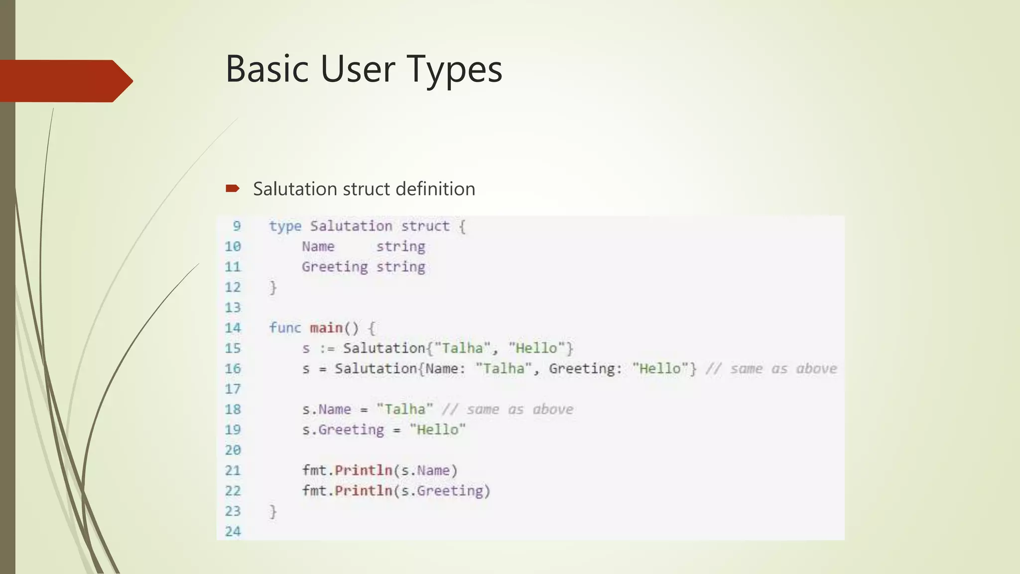 Basic User Types  Salutation struct definition 