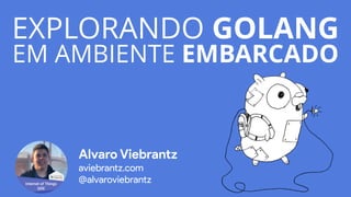 EXPLORANDO GOLANG
EM AMBIENTE EMBARCADO
Alvaro Viebrantz
aviebrantz.com
@alvaroviebrantz
 
