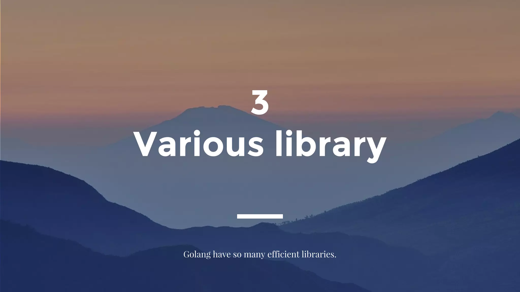 3
Various library
Golang have so many efficient libraries.
 