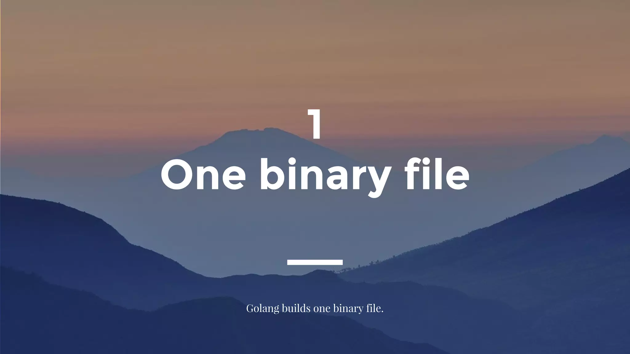 1
One binary file
Golang builds one binary file.
 
