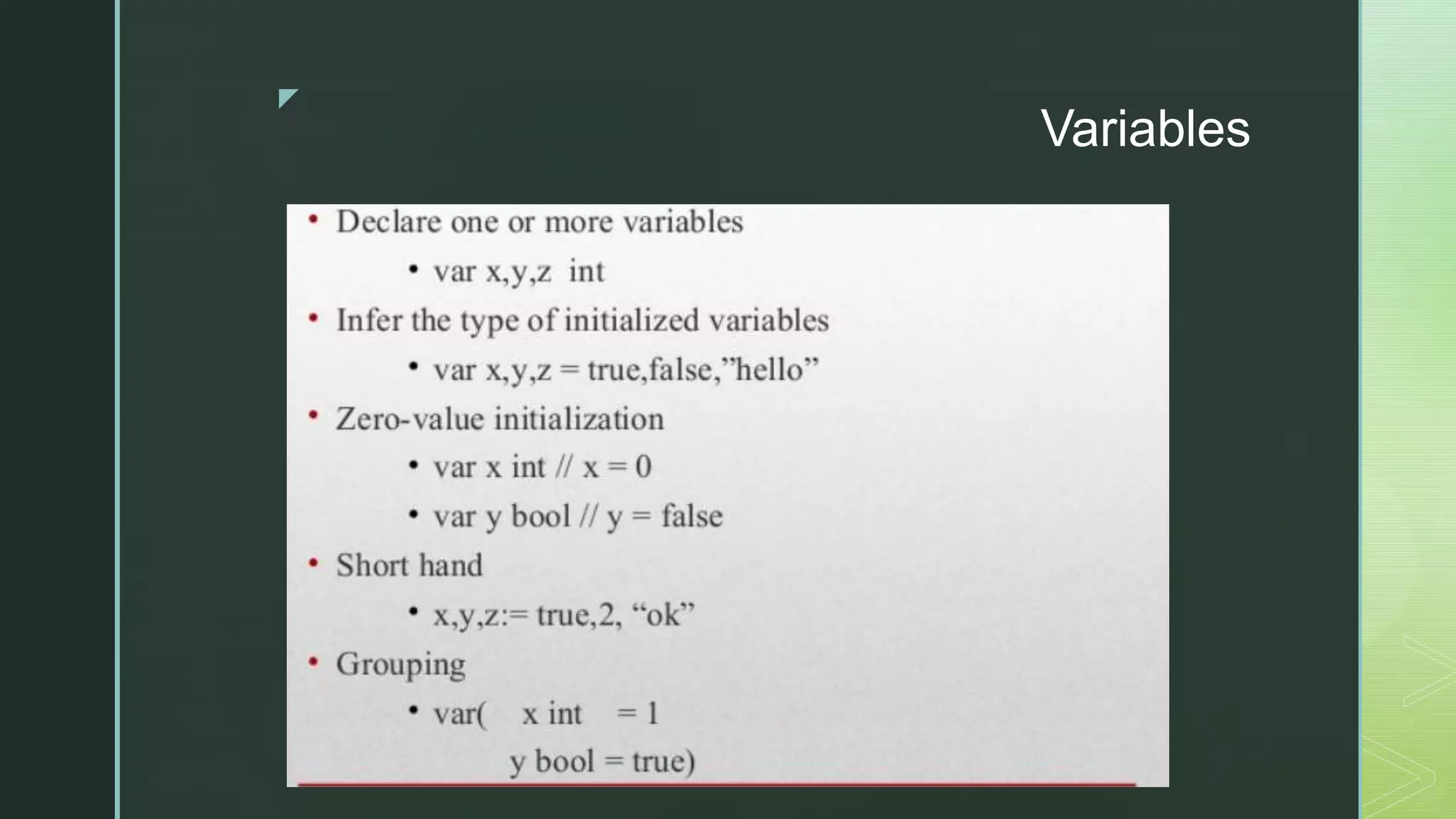 z Variables 