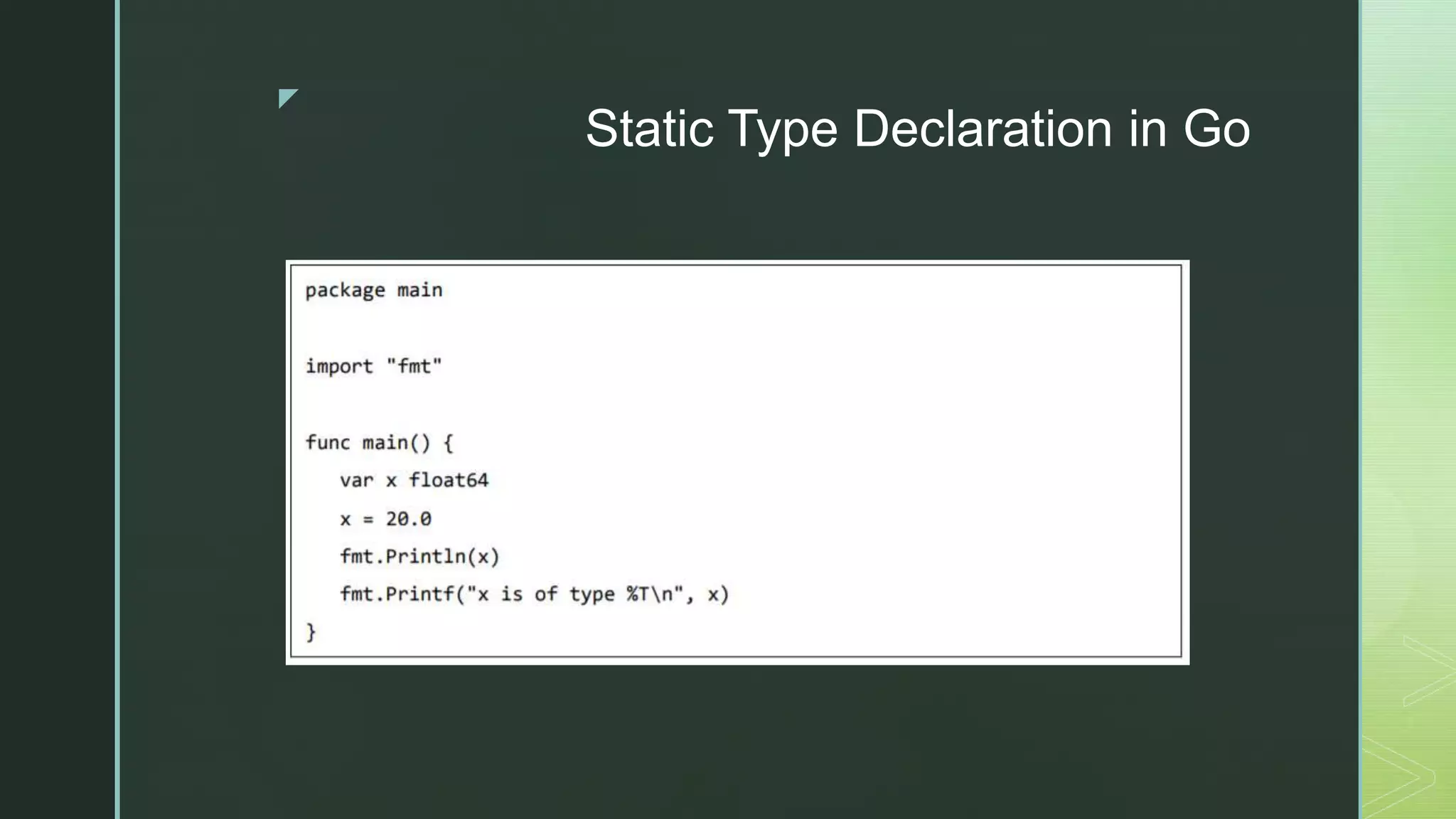 z Static Type Declaration in Go 