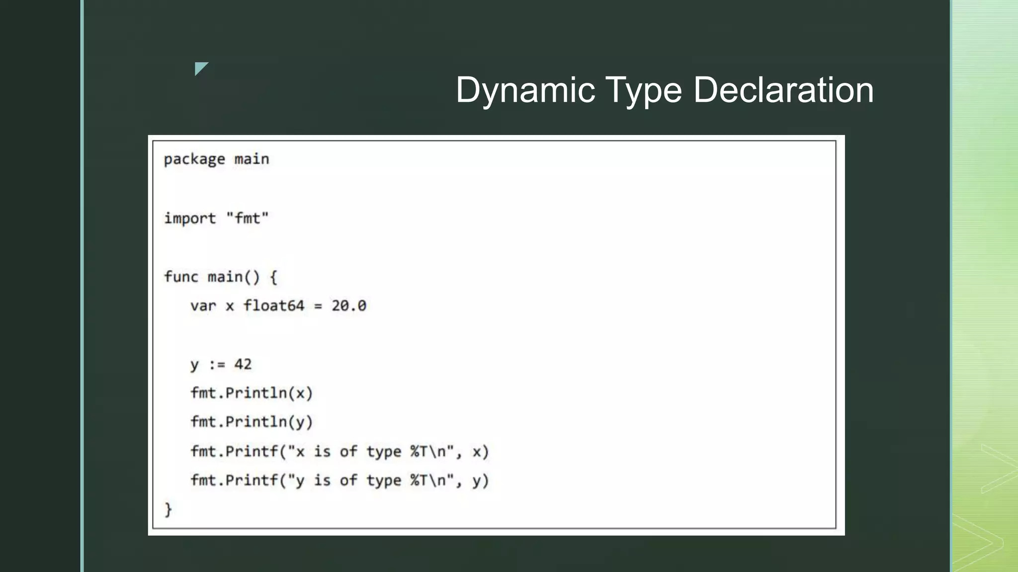 z Dynamic Type Declaration 