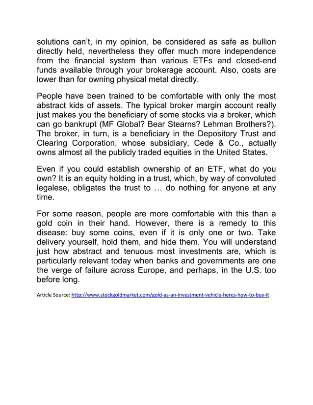 Gold as an investment vehicle PDF