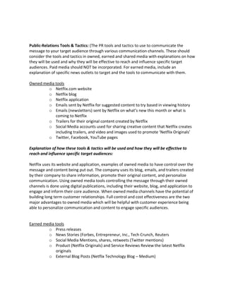 Public Relations Campaign for Netflix: PR Assignment | PDF