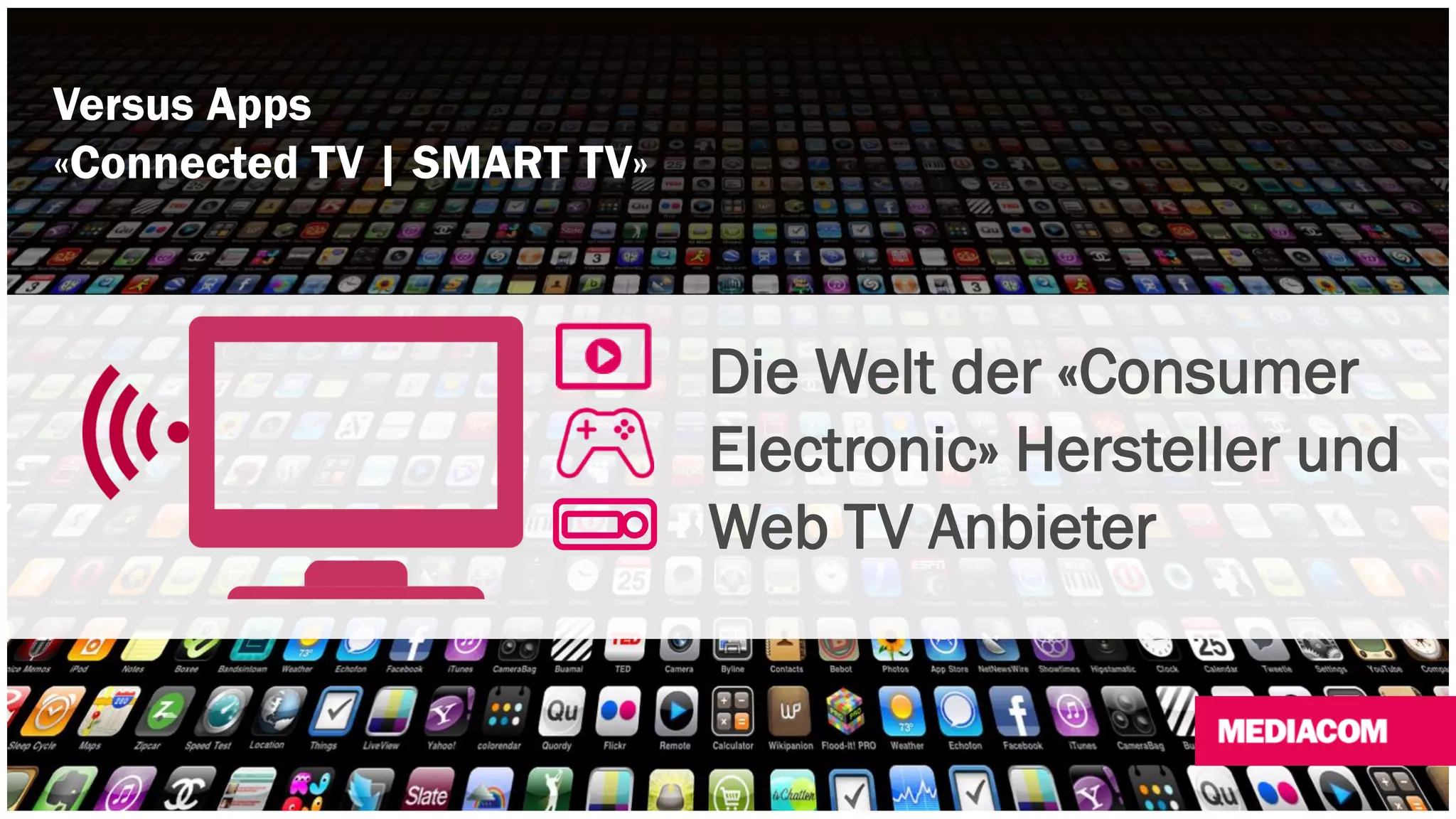 Versus Apps 
«Connected TV | SMART TV» 
Die Welt der «Consumer 
Electronic» Hersteller und 
Web TV Anbieter 
 