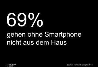 69%
gehen ohne Smartphone
nicht aus dem Haus
Source: Think with Google, 2013
 