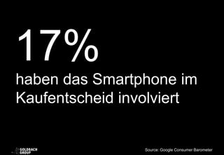 17%
haben das Smartphone im
Kaufentscheid involviert
Source: Google Consumer Barometer
 