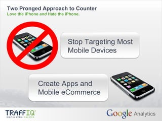 Two Pronged Approach to Counter Love the iPhone  and  Hate the iPhone. Stop Targeting Most Mobile Devices Create Apps and Mobile eCommerce 