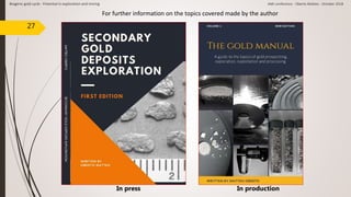 27
Biogenic gold cycle - Potential in exploration and mining AMI conference - Oberto Matteo - October 2018
For further information on the topics covered made by the author
In press In production
 