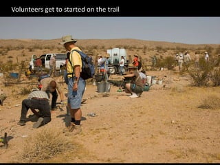 Volunteers get to started on the trail