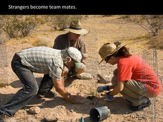 Strangers become team mates.