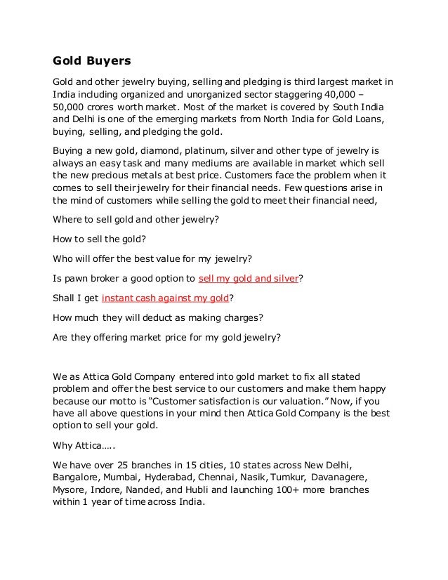 if i sell my gold how much will i get