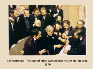 Reenactment – first use of ether Massachusetts General Hospital
                              1846
 