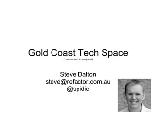 Gold Coast Tech Space (* name work in progress) Steve Dalton [email_address] @spidie 