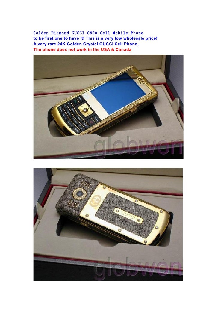 Golden Diamond Gucci G600 Cell Mobile Phone