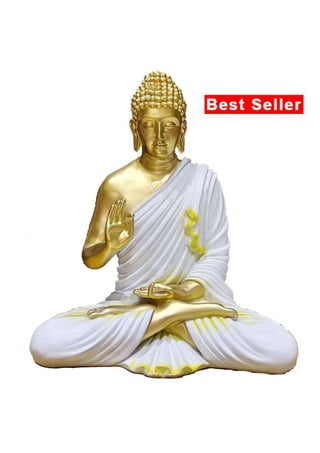 Golden White Buddha Resin Statue Murti Height 56 cm