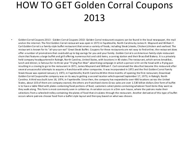 Golden Corral Coupons 2013 - Printable Golden Corral Coupons 2013