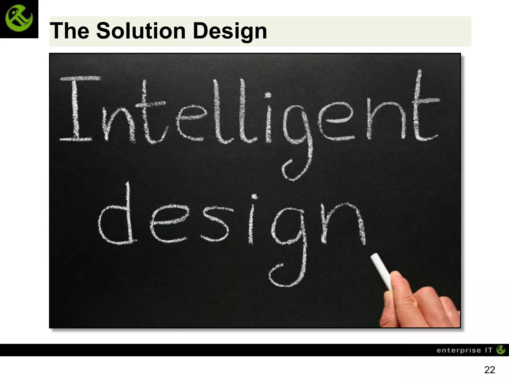 The Solution Design

 Implement GoldenGate to capture changes made in
  the source database
 Use Export / Import to perform the initial load of the
  new database
 Use GoldenGate to update the new database and
  keep it synced
 Perform switchover at a chosen time in a controlled
  fashion




                                                           22
 