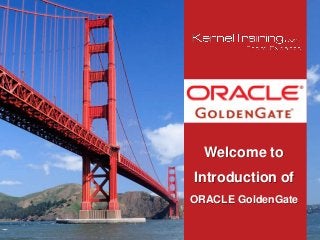 Welcome to
Introduction of
ORACLE GoldenGate
 