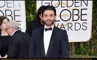 Best performance by an actor in a miniseries or motion picture made for television. Oscar Isaac attends the 73rd Annual Golden Globe Awards. Photograph: John Shearer/Getty Images
 