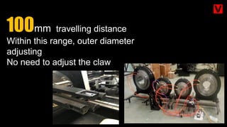 100mm travelling distance
Within this range, outer diameter
adjusting
No need to adjust the claw
 