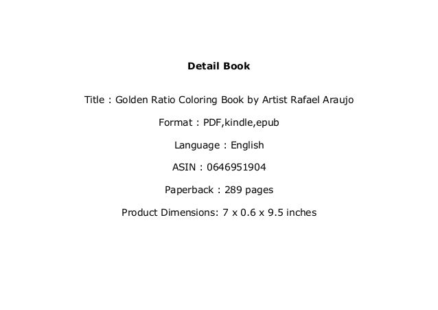 Download Free Epub Golden Ratio Coloring Book By Artist Rafael Araujo Ful