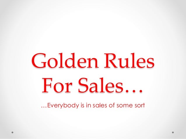 golden rules for sales