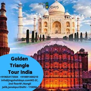 Golden
Triangle
Tour India
+919654173504   +919891400210 
 info@jingoholidays.comWZ-2C,
2nd floorB1,Nangli
Jalib,JanakpuriDelhi - 110058
 