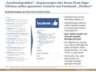 Vertraulich/Confidential, © Goldmedia 66
„Facebookgeddon“: Anpassungen des News-Feed Algo-
rithmus sollen genuinen Content...