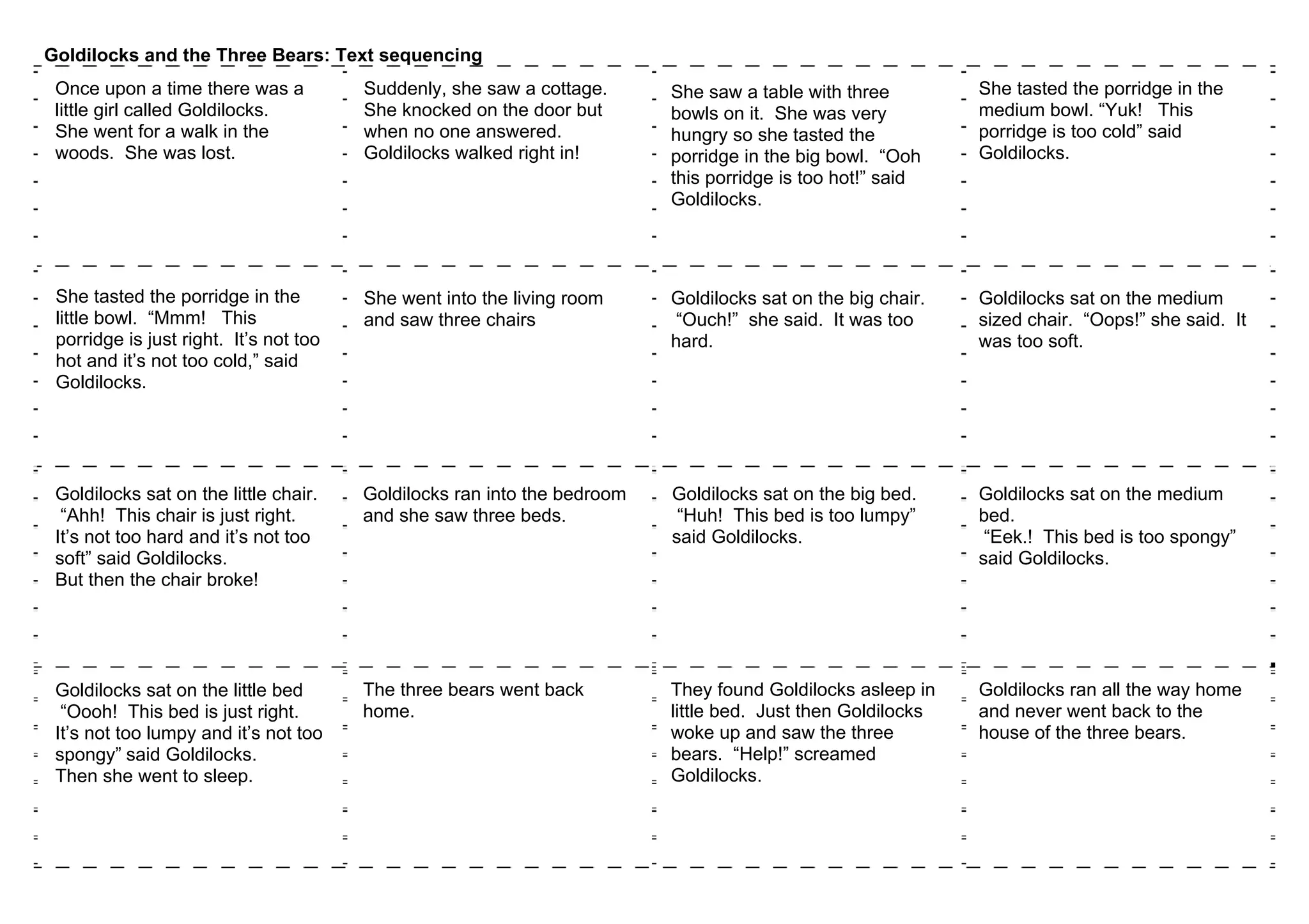 Goldilocks and three bear STORY & collaborative activity