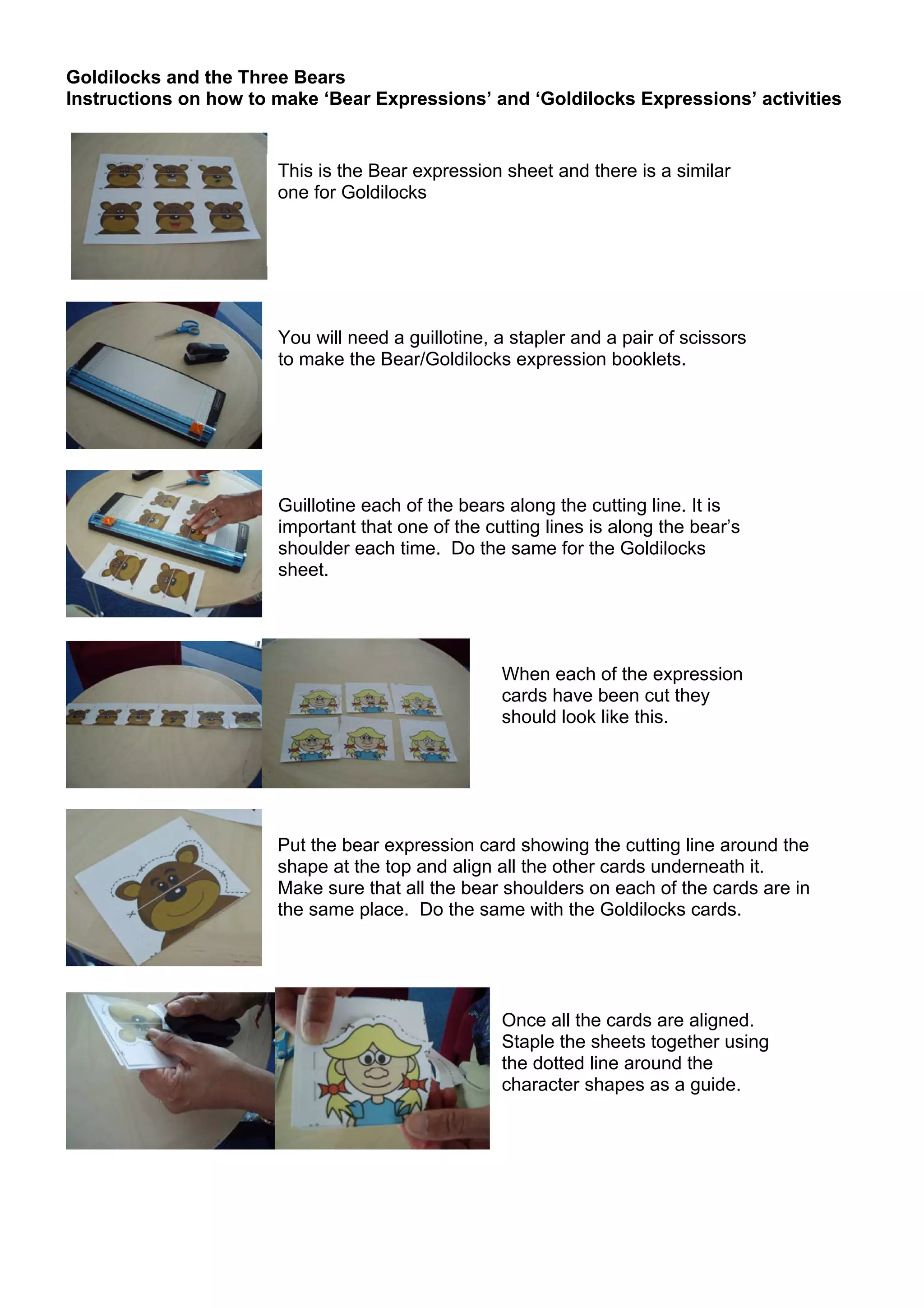 Goldilocks and three bear STORY & collaborative activity