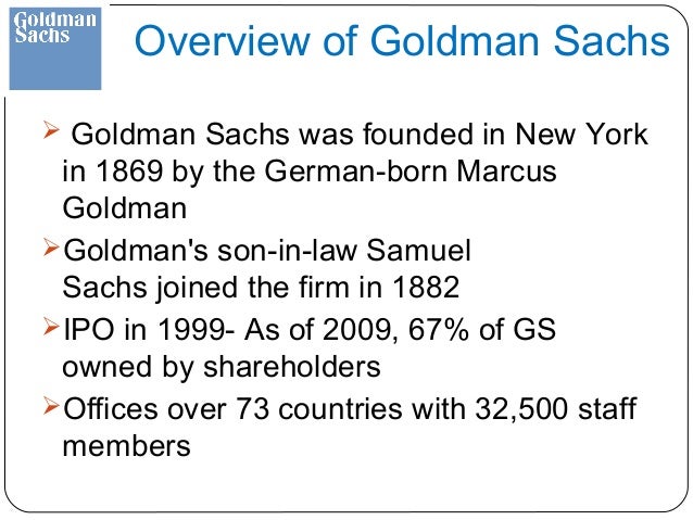 Goldman sachs ipo date 1999