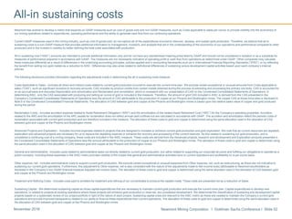 Newmont Mining Corporation I Goldman Sachs Conference I Slide 52November 2016
Newmont has worked to develop a metric that expands on GAAP measures such as cost of goods sold and non-GAAP measures, such as Costs applicable to sales per ounce, to provide visibility into the economics of
our mining operations related to expenditures, operating performance and the ability to generate cash flow from our continuing operations.
Current GAAP-measures used in the mining industry, such as cost of goods sold, do not capture all of the expenditures incurred to discover, develop, and sustain gold production. Therefore, we believe that all-in
sustaining costs is a non-GAAP measure that provides additional information to management, investors, and analysts that aid in the understanding of the economics of our operations and performance compared to other
producers and in the investor’s visibility by better defining the total costs associated with production.
All-in sustaining cost (“AISC”) amounts are intended to provide additional information only and do not have any standardized meaning prescribed by GAAP and should not be considered in isolation or as a substitute for
measures of performance prepared in accordance with GAAP. The measures are not necessarily indicative of operating profit or cash flow from operations as determined under GAAP. Other companies may calculate
these measures differently as a result of differences in the underlying accounting principles, policies applied and in accounting frameworks such as in International Financial Reporting Standards (“IFRS”), or by reflecting
the benefit from selling non-gold metals as a reduction to AISC. Differences may also arise related to definitional differences of sustaining versus development capital activities based upon each company’s internal
policies.
The following disclosure provides information regarding the adjustments made in determining the all-in sustaining costs measure:
Costs Applicable to Sales - Includes all direct and indirect costs related to current gold production incurred to execute the current mine plan. We exclude certain exceptional or unusual amounts from Costs applicable to
sales (“CAS”), such as significant revisions to recovery amounts. CAS includes by-product credits from certain metals obtained during the process of extracting and processing the primary ore-body. CAS is accounted for
on an accrual basis and excludes Depreciation and amortization and Reclamation and remediation, which is consistent with our presentation of CAS on the Condensed Consolidated Statements of Operations. In
determining AISC, only the CAS associated with producing and selling an ounce of gold is included in the measure. Therefore, the amount of gold CAS included in AISC is derived from the CAS presented in the
Company’s Condensed Consolidated Statements of Operations less the amount of CAS attributable to the production of copper at our Phoenix and Boddington mines. The copper CAS at those mine sites is disclosed in
Note 5 to the Condensed Consolidated Financial Statements. The allocation of CAS between gold and copper at the Phoenix and Boddington mines is based upon the relative sales value of copper and gold produced
during the period.
Reclamation Costs - Includes accretion expense related to Asset Retirement Obligation (“ARO”) and the amortization of the related Asset Retirement Cost (“ARC”) for the Company’s operating properties. Accretion
related to the ARO and the amortization of the ARC assets for reclamation does not reflect annual cash outflows but are calculated in accordance with GAAP. The accretion and amortization reflect the periodic costs of
reclamation associated with current gold production and are therefore included in the measure. The allocation of these costs to gold and copper is determined using the same allocation used in the allocation of CAS
between gold and copper at the Phoenix and Boddington mines.
Advanced Projects and Exploration - Includes incurred expenses related to projects that are designed to increase or enhance current gold production and gold exploration. We note that as current resources are depleted,
exploration and advanced projects are necessary for us to replace the depleting reserves or enhance the recovery and processing of the current reserves. As this relates to sustaining our gold production, and is
considered a continuing cost of a mining company, these costs are included in the AISC measure. These costs are derived from the Advanced projects, research and development and Exploration amounts presented in
the Condensed Consolidated Statements of Operations less the amount attributable to the production of copper at our Phoenix and Boddington mines. The allocation of these costs to gold and copper is determined using
the same allocation used in the allocation of CAS between gold and copper at the Phoenix and Boddington mines.
General and Administrative - Includes costs related to administrative tasks not directly related to current gold production, but rather related to supporting our corporate structure and fulfilling our obligations to operate as a
public company. Including these expenses in the AISC metric provides visibility of the impact that general and administrative activities have on current operations and profitability on a per ounce basis.
Other expense, net - Includes administrative costs to support current gold production. We exclude certain exceptional or unusual expenses from Other expense, net, such as restructuring, as these are not indicative to
sustaining our current gold operations. Furthermore, this adjustment to Other expense, net is also consistent with the nature of the adjustments made to Net income (loss) attributable to Newmont stockholders as
disclosed in the Company’s non-GAAP financial measure Adjusted net income (loss). The allocation of these costs to gold and copper is determined using the same allocation used in the allocation of CAS between gold
and copper at the Phoenix and Boddington mines.
Treatment and Refining Costs - Includes costs paid to smelters for treatment and refining of our concentrates to produce the salable metal. These costs are presented net as a reduction of Sales.
Sustaining Capital - We determined sustaining capital as those capital expenditures that are necessary to maintain current gold production and execute the current mine plan. Capital expenditures to develop new
operations, or related to projects at existing operations where these projects will enhance gold production or reserves, are considered development. We determined the classification of sustaining and development capital
projects based on a systematic review of our project portfolio in light of the nature of each project. Sustaining capital costs are relevant to the AISC metric as these are needed to maintain the Company’s current gold
operations and provide improved transparency related to our ability to finance these expenditures from current operations. The allocation of these costs to gold and copper is determined using the same allocation used in
the allocation of CAS between gold and copper at the Phoenix and Boddington mines.
All-in sustaining costs
 