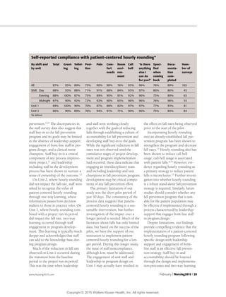 Fall Risk Hourly Rounding Goldsack et. al 2015 hourly rounding and patient falls what factors | PDF