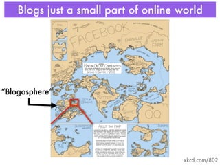 Blogs just a small part of online world




“Blogosphere”




                                      xkcd.com/802
 
