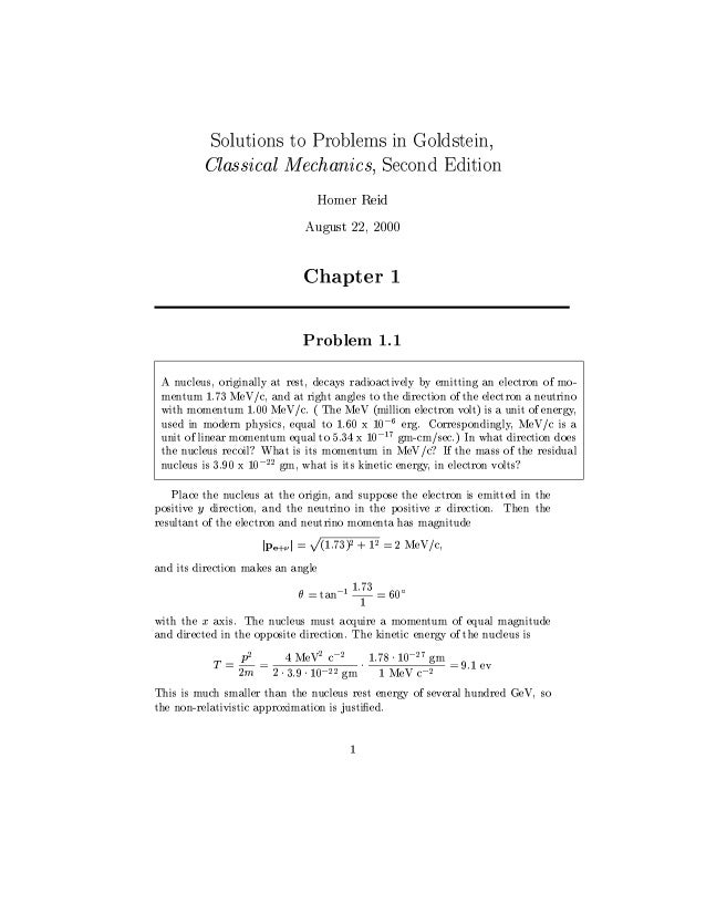 Goldstein Herbert Classical Mechanics Solution M Book See Org