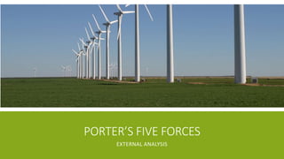 PORTER’S FIVE FORCES
EXTERNAL ANALYSIS
 
