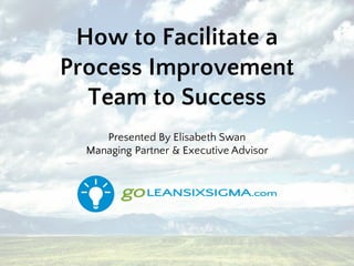 How to Facilitate a
Process Improvement
Team to Success
Presented By Elisabeth Swan
Managing Partner & Executive Advisor
 