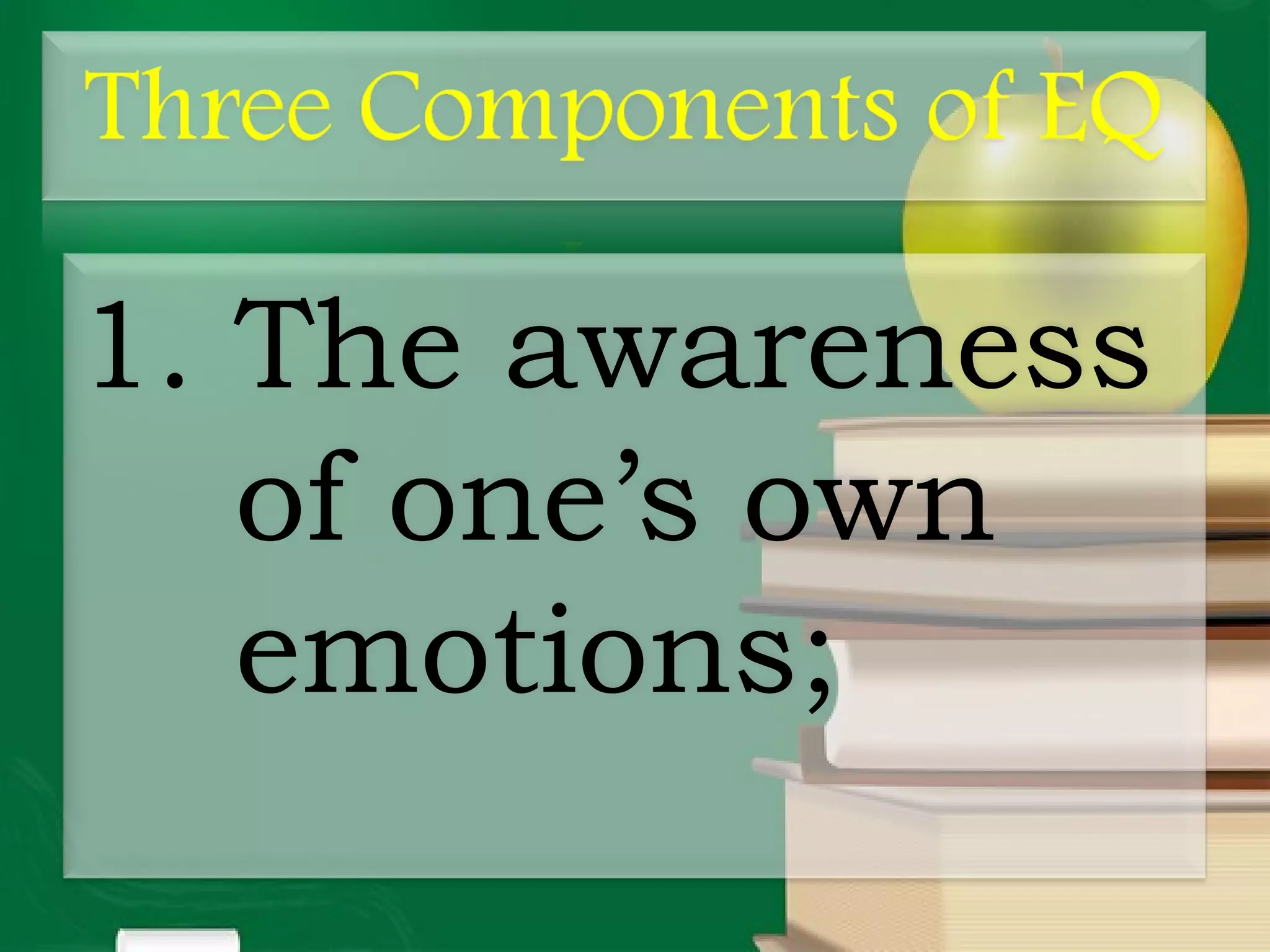 1. The awareness
of one’s own
emotions;