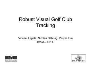 Robust Visual Golf Club
       Tracking

Vincent Lepetit, Nicolas Gehring, Pascal Fua
                CVlab - EPFL