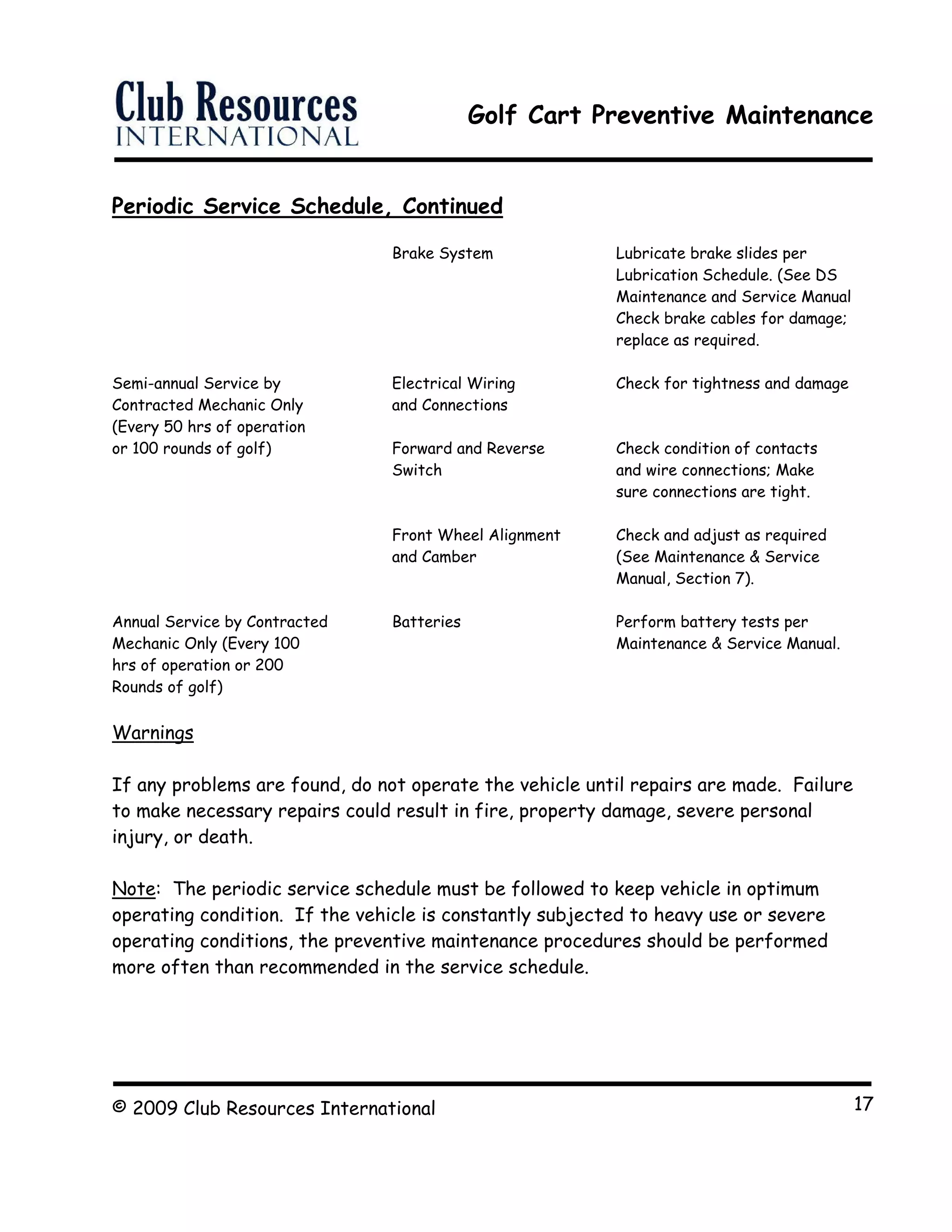 Golf cart preventive maintenance | PDF