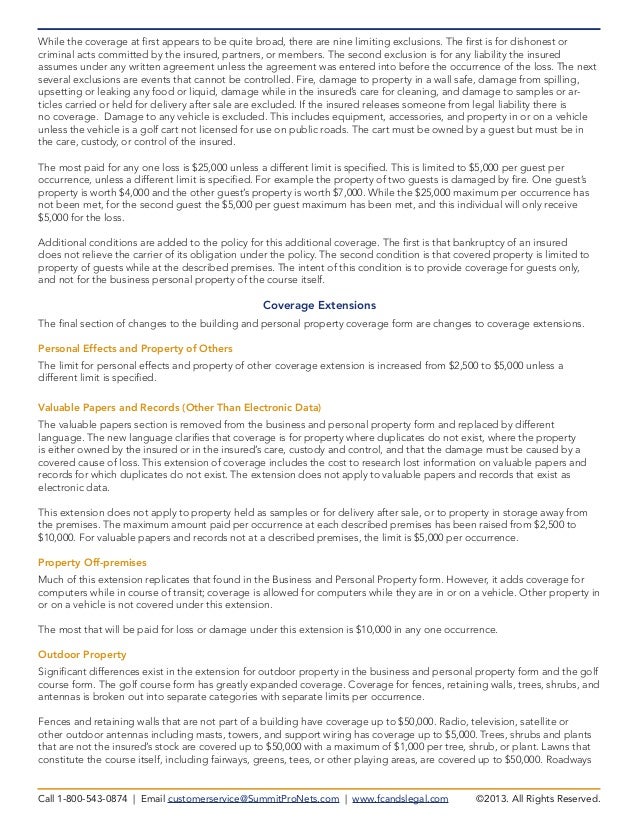 golf course endorsement iso form from fc s legal iso property form