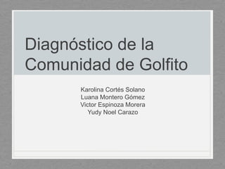 Diagnóstico de la
Comunidad de Golfito
Karolina Cortés Solano
Luana Montero Gómez
Victor Espinoza Morera
Yudy Noel Carazo
 
